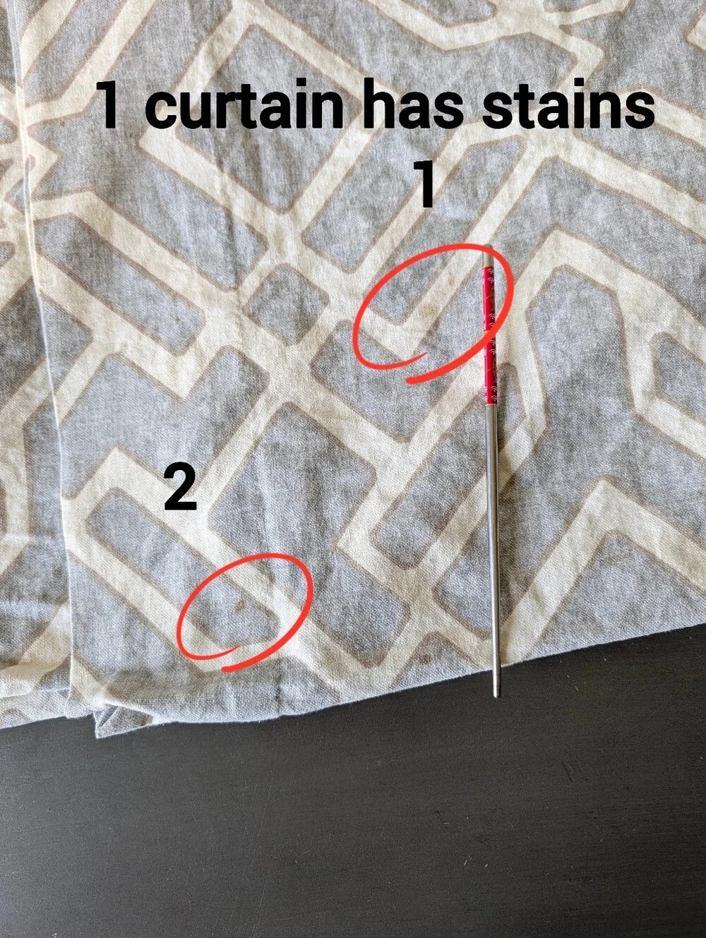 Pottery Barn Gray Cream Geometric Curtain Linen Cotton Size 50